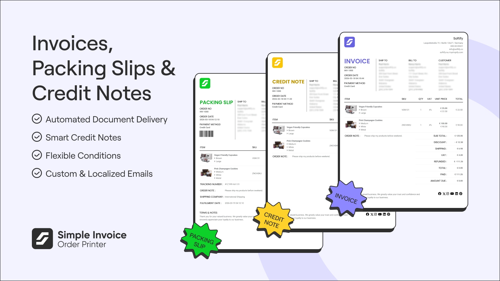 Second Screenshot of Simple Invoice - Order Printer for Shopify.